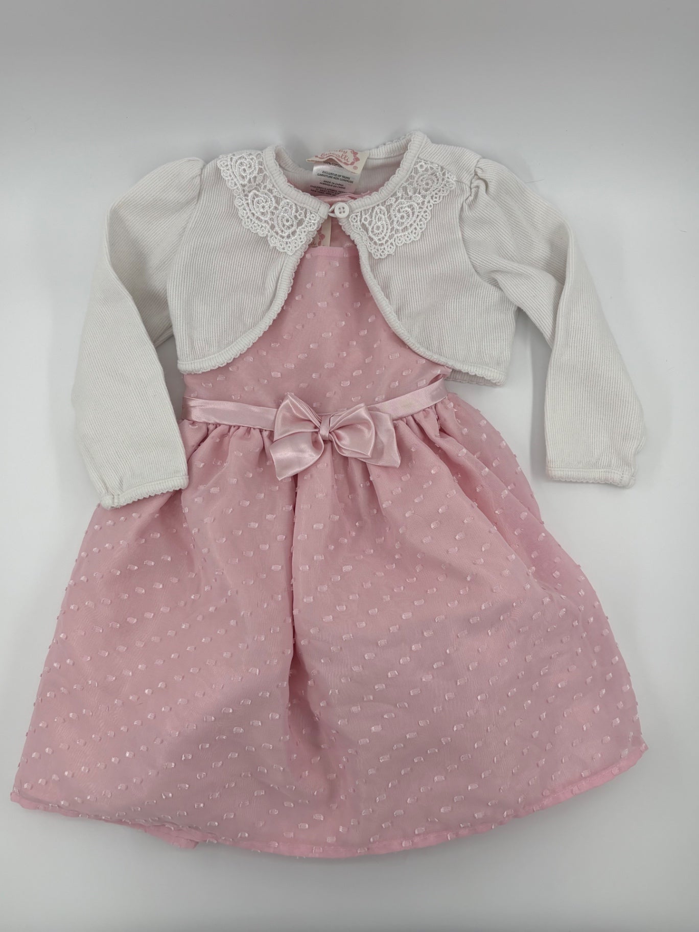Baby Biscolli Baby Dress 12-18m Pink and White