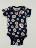 Gerber Baby Bodysuit Newborn Navy blue with white and pink floral pattern