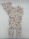 Gerber Baby Outfit Newborn White with pink and green floral pattern