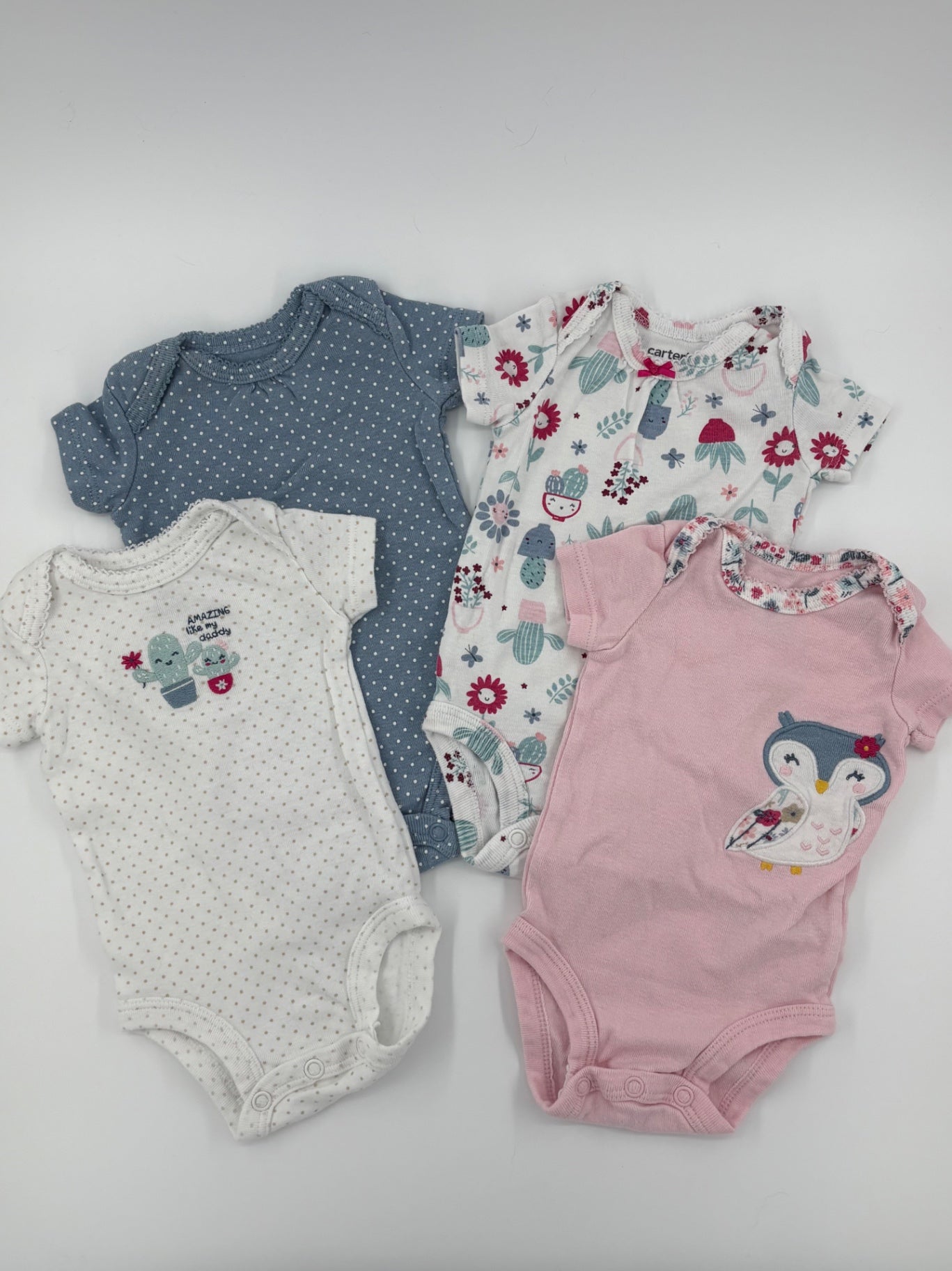 Carter's Baby Bodysuit Newborn White, Pink, Blue