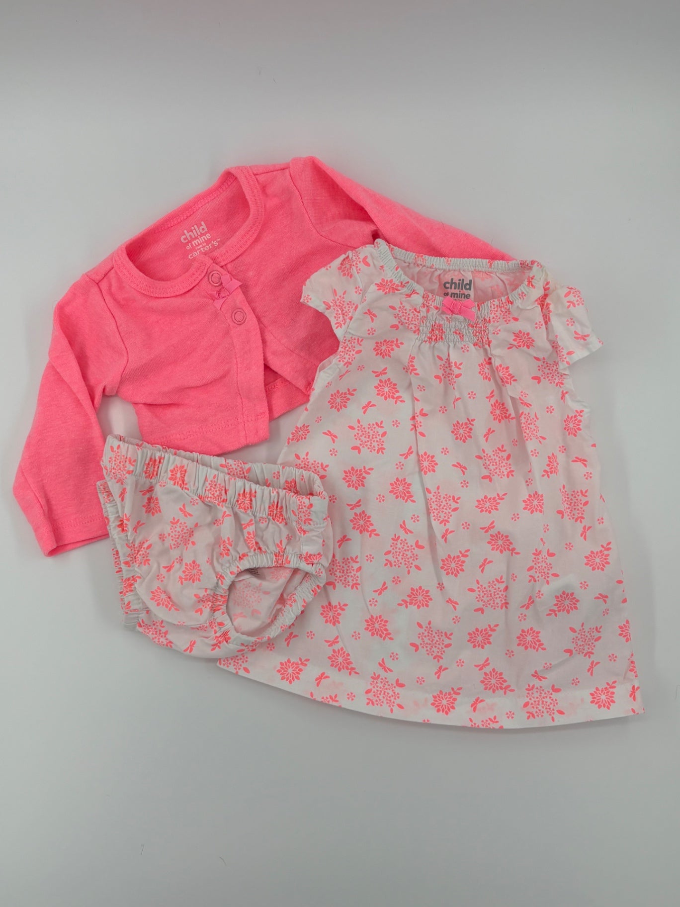 Child of Mine Baby Dress Newborn Pink and White