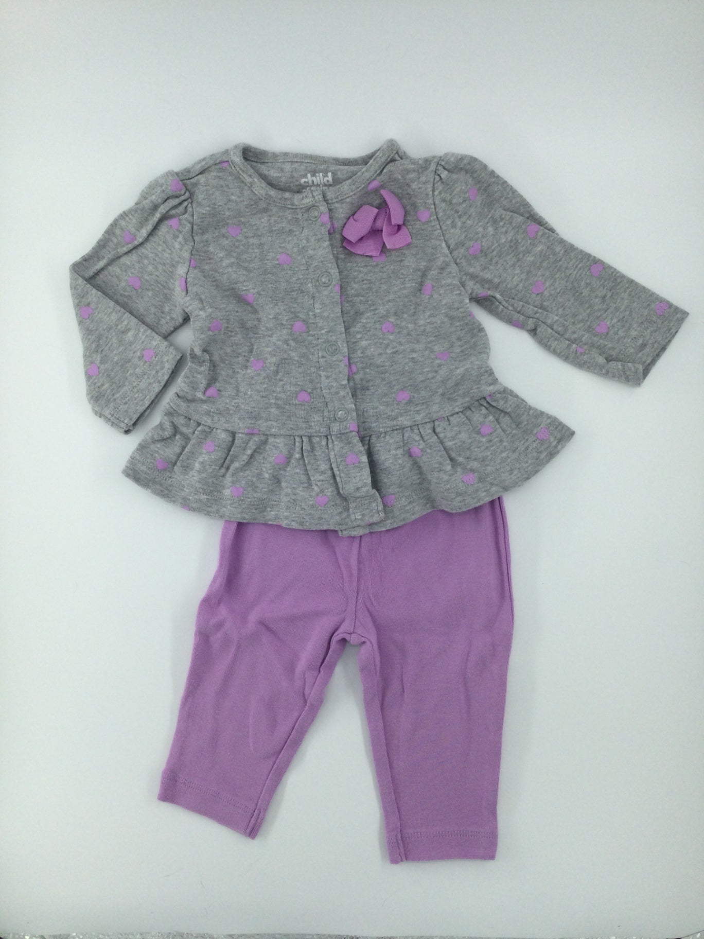 Child of Mine Baby Outfit 0-3m Gray and Lavender