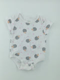 Rococo Baby Bodysuit 3-6m White with black, beige, and pink accents