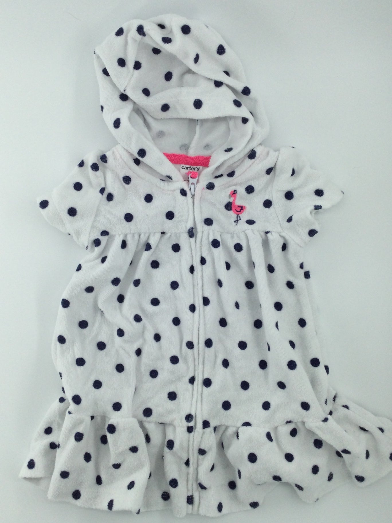 Carter's Baby Swim Cover-up 3-6m White with navy blue polka dots