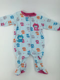 Pekkle Baby Sleeper 3-6m Light blue with multicolor cat print and pink accents