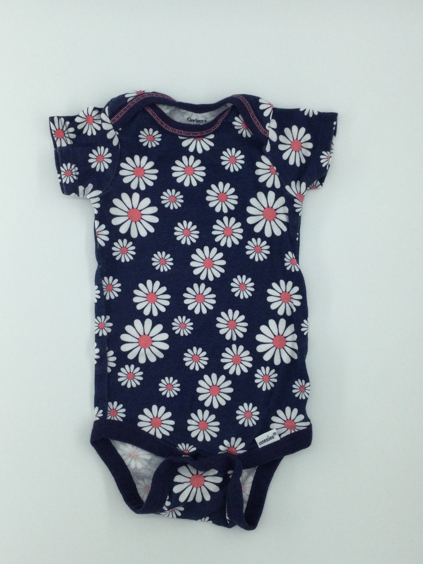 Gerber Baby Bodysuit 3-6m Navy Blue with White and Pink