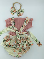 Unknown Baby Romper 3-6m Pink and Cream with Floral Pattern