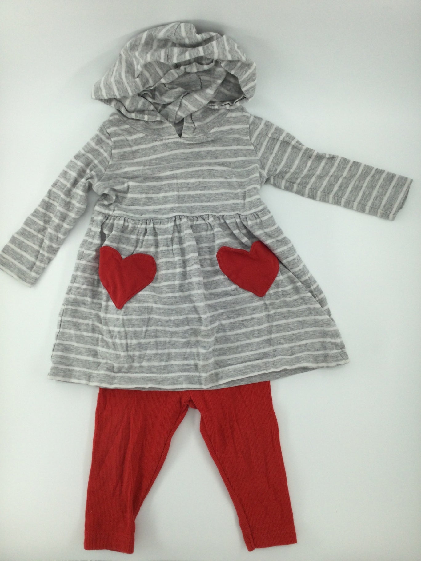 Carter’s Baby Outfit 6-9m Gray Striped Top and Red Pants