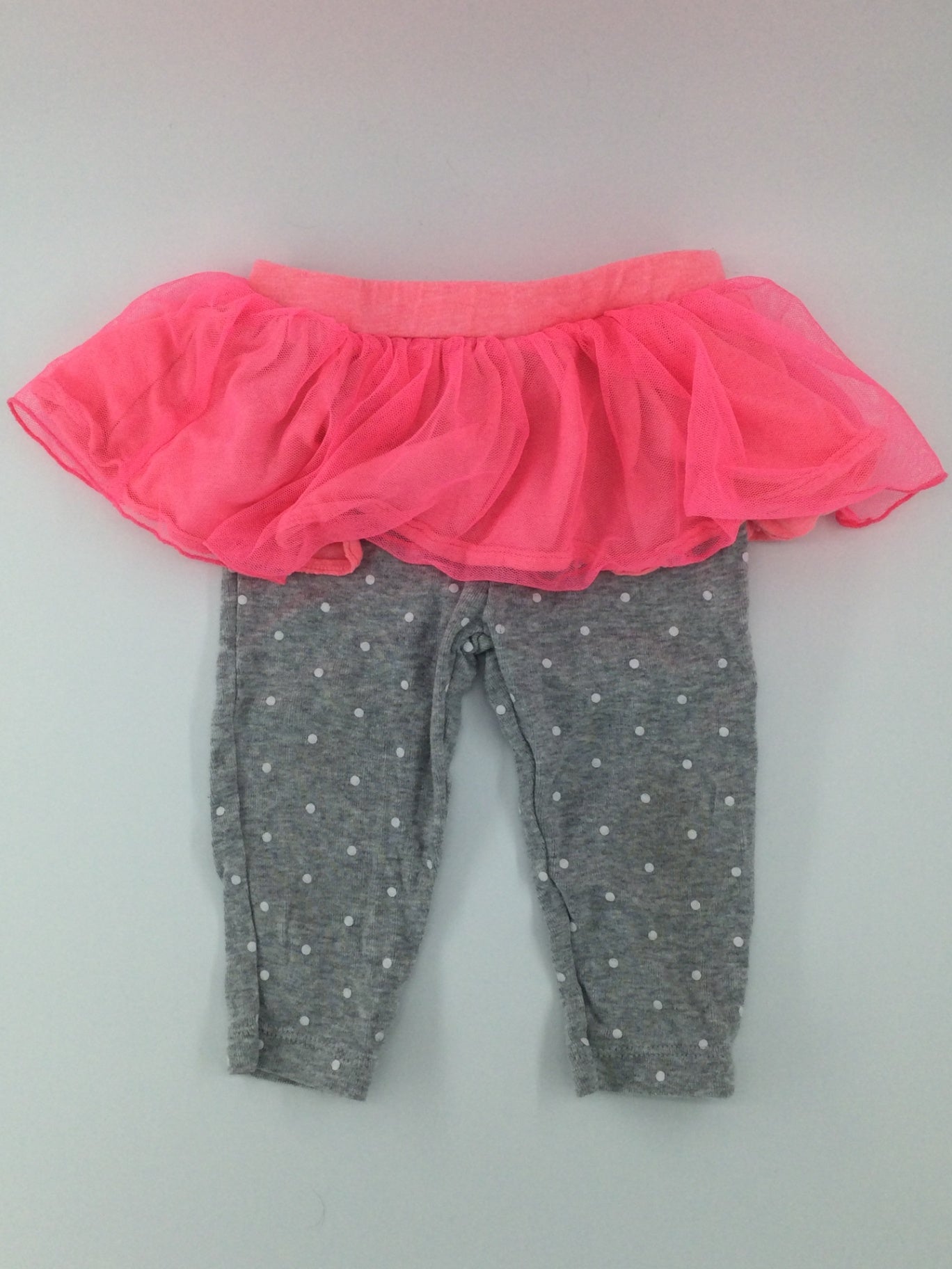 Carter’s Baby Pants 6-9m Gray w/ Polka Dots and Hot Pink Skirt