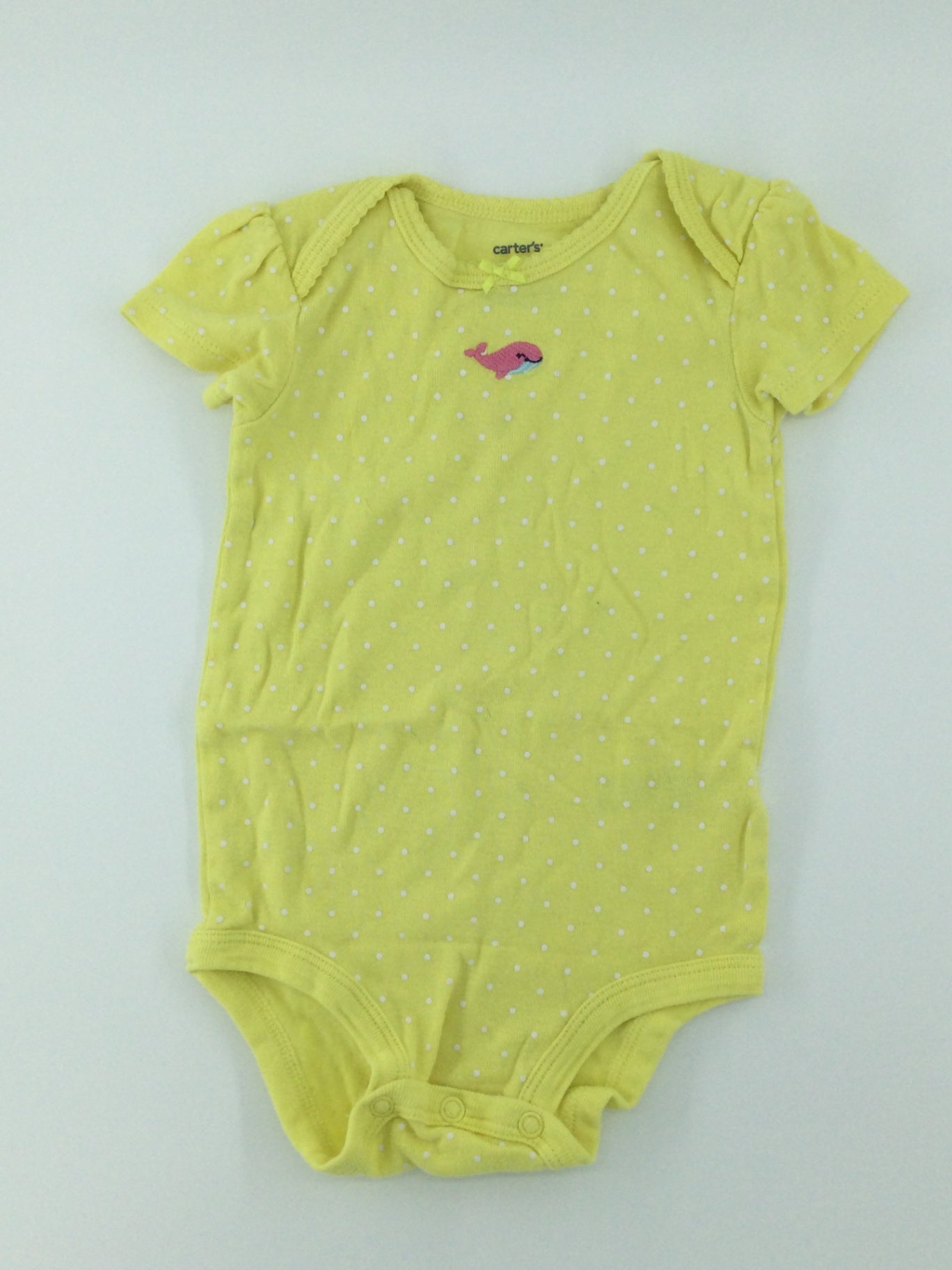 Carter's Baby Bodysuit 6-9m Yellow w/ Pink Whale