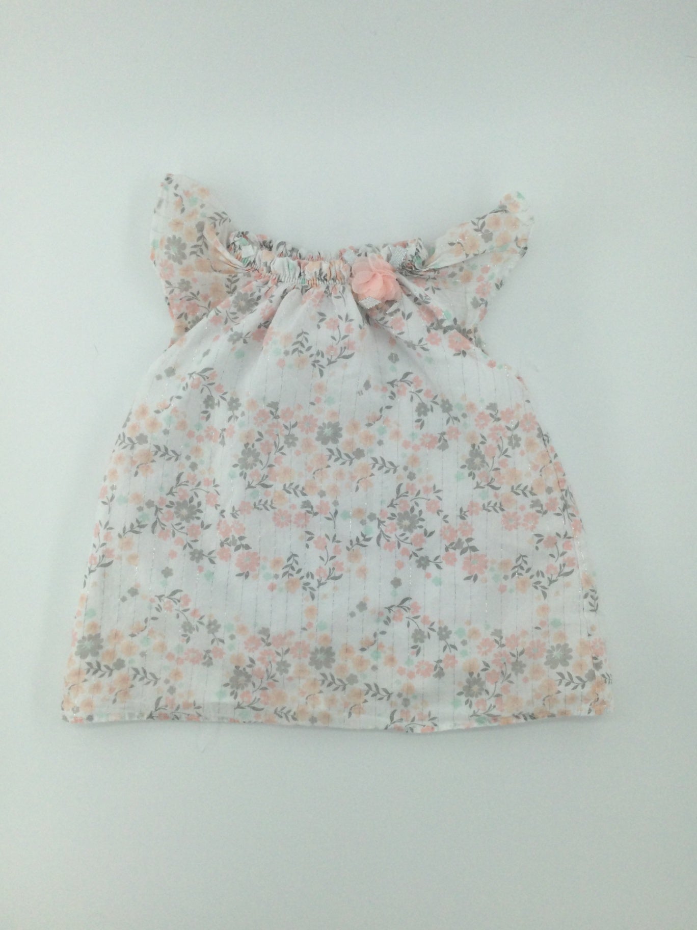 René Rofé Baby Baby Shirt 6-9m White w/ Floral Design
