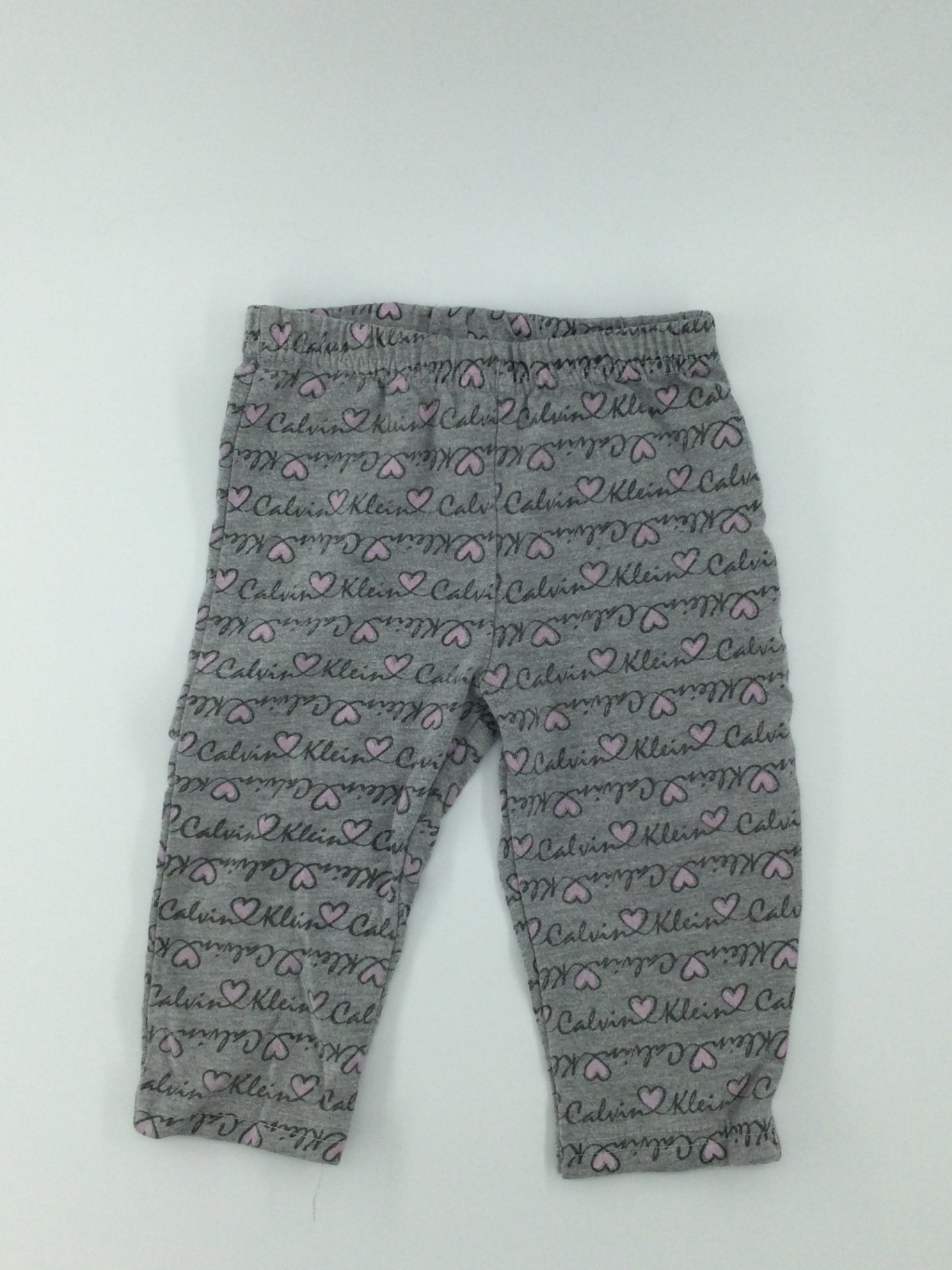 Calvin Klein Baby Pants 6-9m Gray w/ Pink Hearts