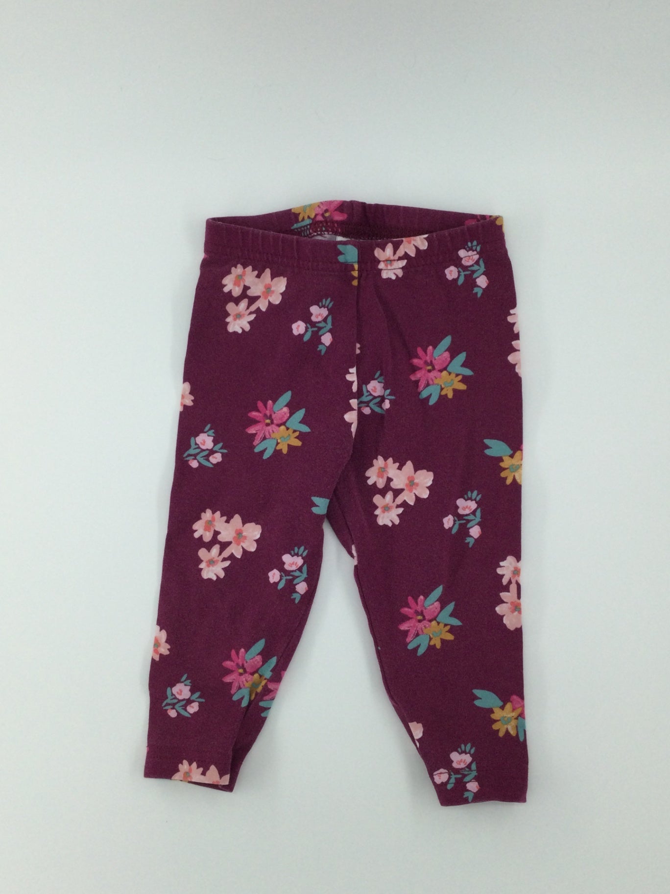 Carter’s Baby Pants 6-9m Burgundy w/ Floral Pattern