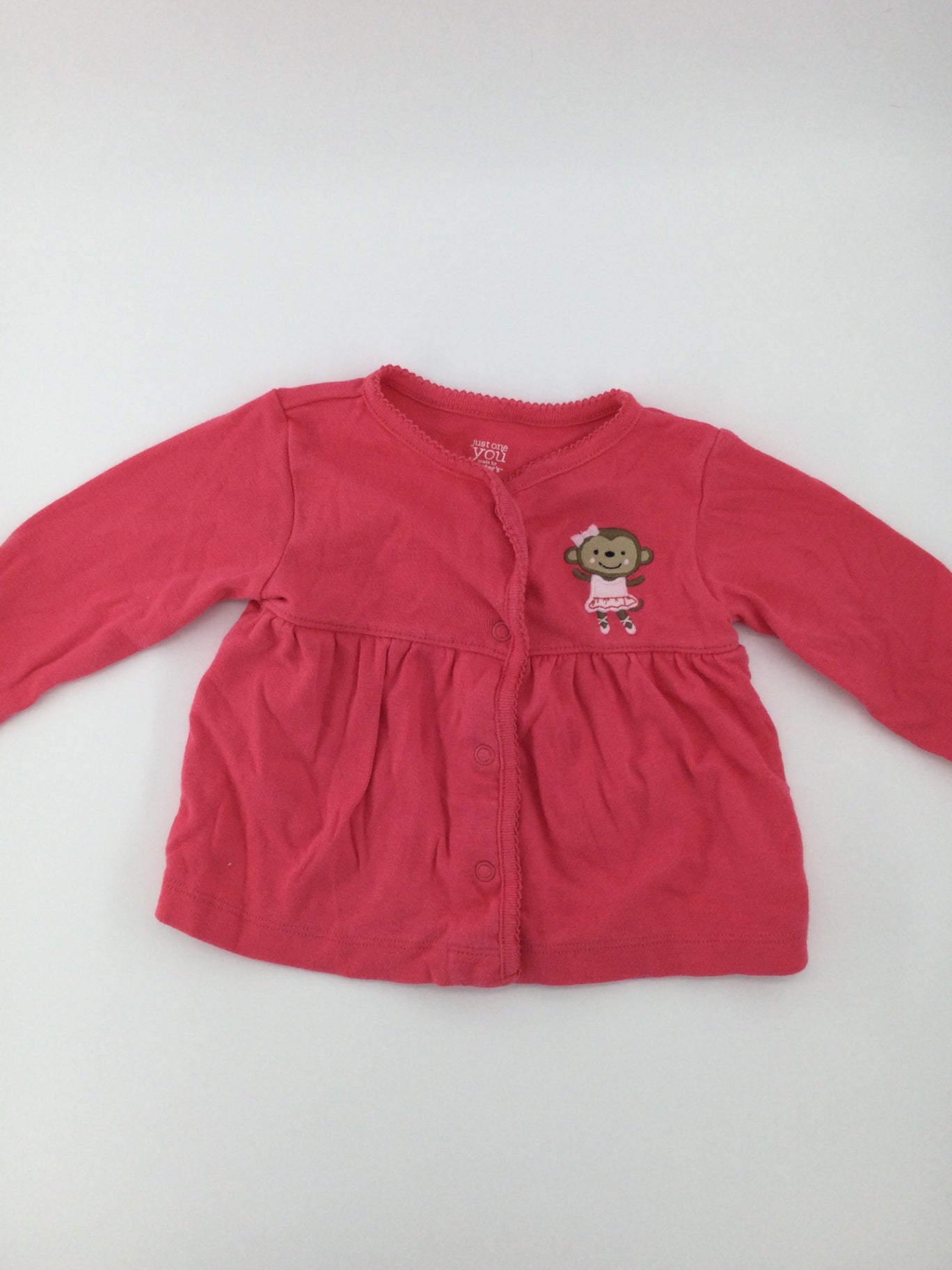 Just One You Baby Sweater 6-9m Pink w/ Monkey