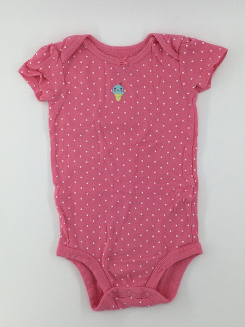 Carter's Baby Bodysuit 6-9m Pink Polka Dot w/ Ice Cream Cone