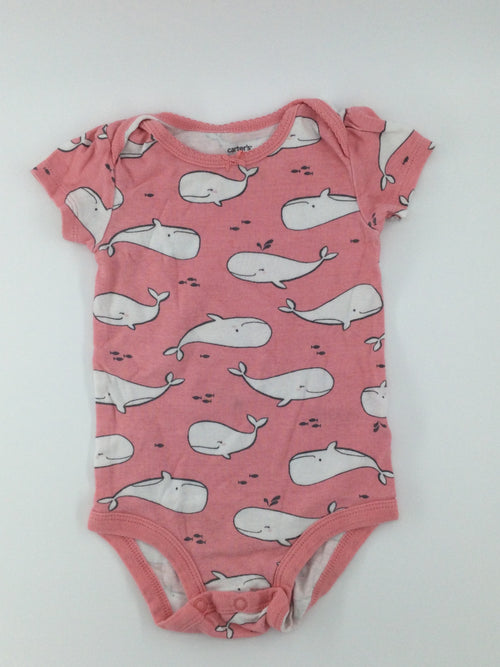 Carter's Baby Bodysuit 6-9m Pink w/ Whales