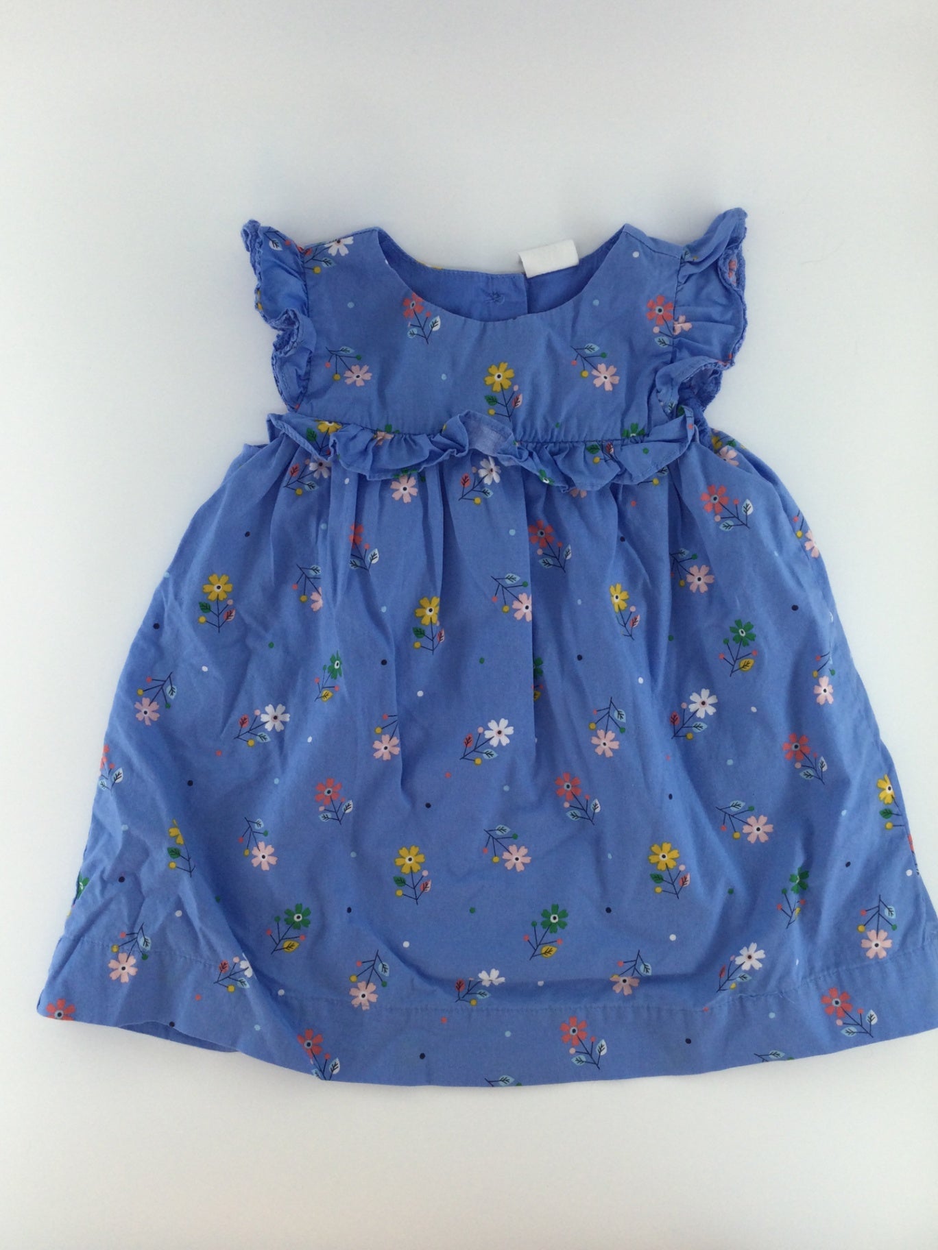 Baby GAP Baby Dress 6-12m Blue w/ Floral Print