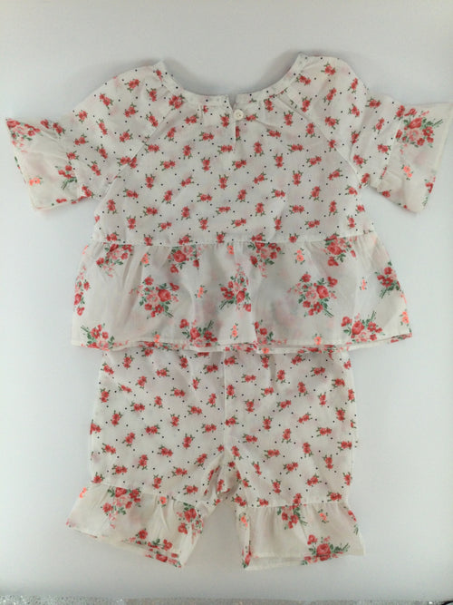 Baby GAP Baby Outfit 6-12m White w/ Pink Floral print