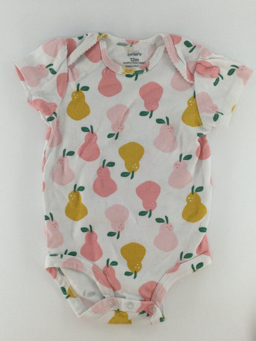 Carter's Baby Bodysuit 9-12m White w/ Pear Print