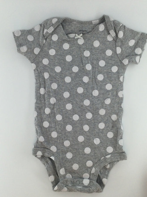 Carter's Baby Bodysuit 9-12m Gray w/ Polka Dots