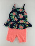 Carter’s Baby Outfit 9-12m Navy Floral Top w/ Hot Pink Shorts