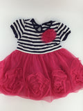 The Children’s Place Baby Dress 9-12m Magenta w/ White and Navy Blue Stripes