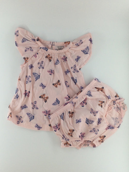 Carter's Baby Outfit 9-12m Pink w/ Butterflies