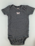 Carter's Baby Bodysuit 9-12m Black Stripe w/ Pink Butterfly