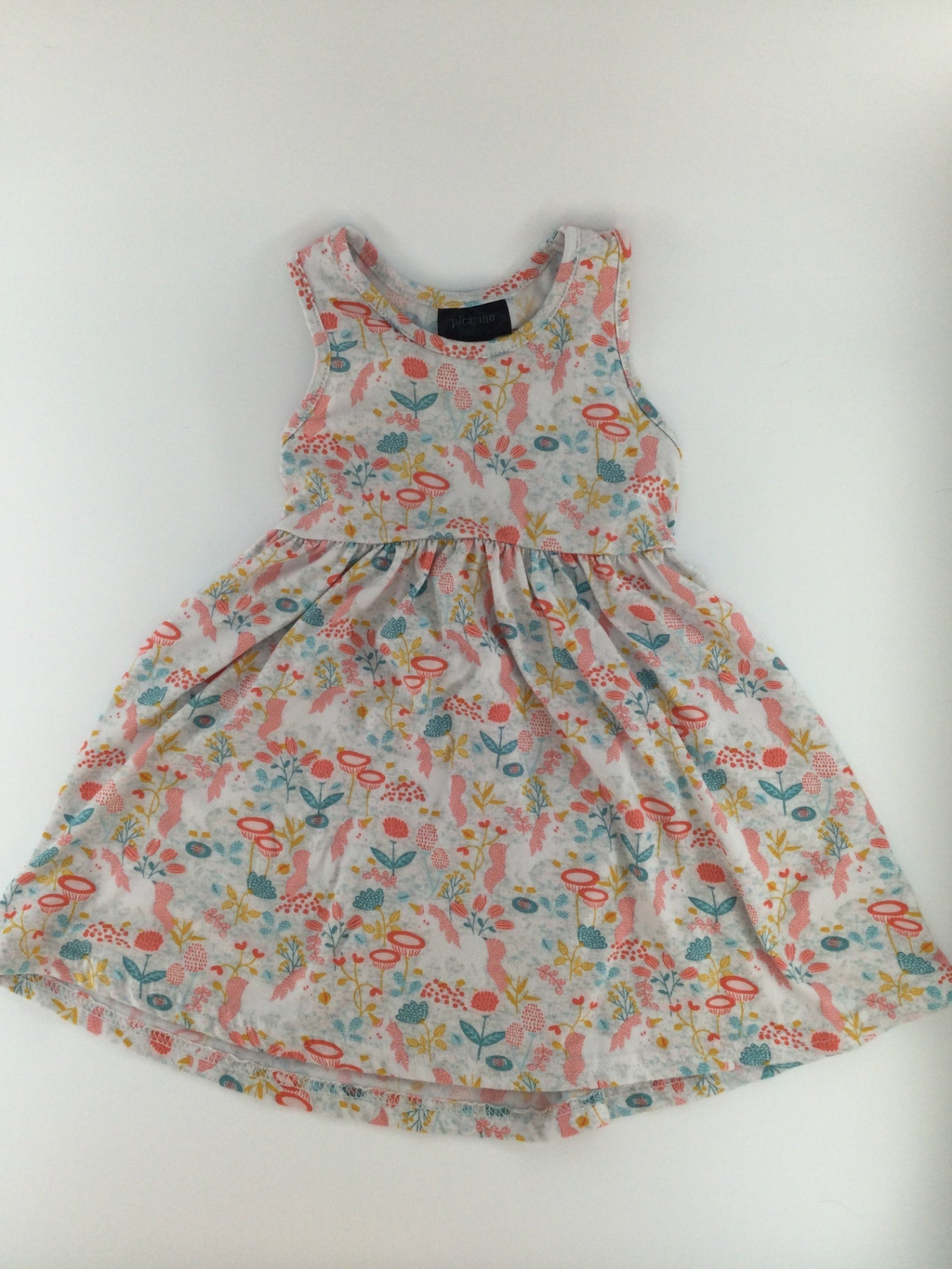 Picapino Baby Dress 6-12m Unicorns and Floral Print