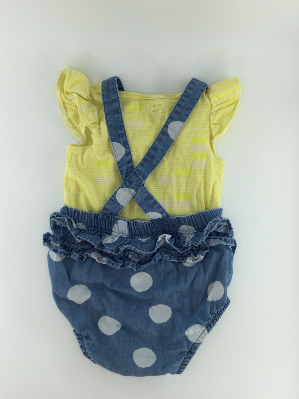 Carter’s Baby Romper 9-12m Yellow and Blue w/ Polka Dots