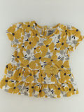 Child of Mine Baby Shirt 12-18m White w/ Yellow Floral Pattern