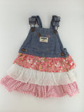 OshKosh B'gosh Baby Skirtall 12-18m Blue Denim w/ Pink Floral, White Eyelet and Pink Gingham