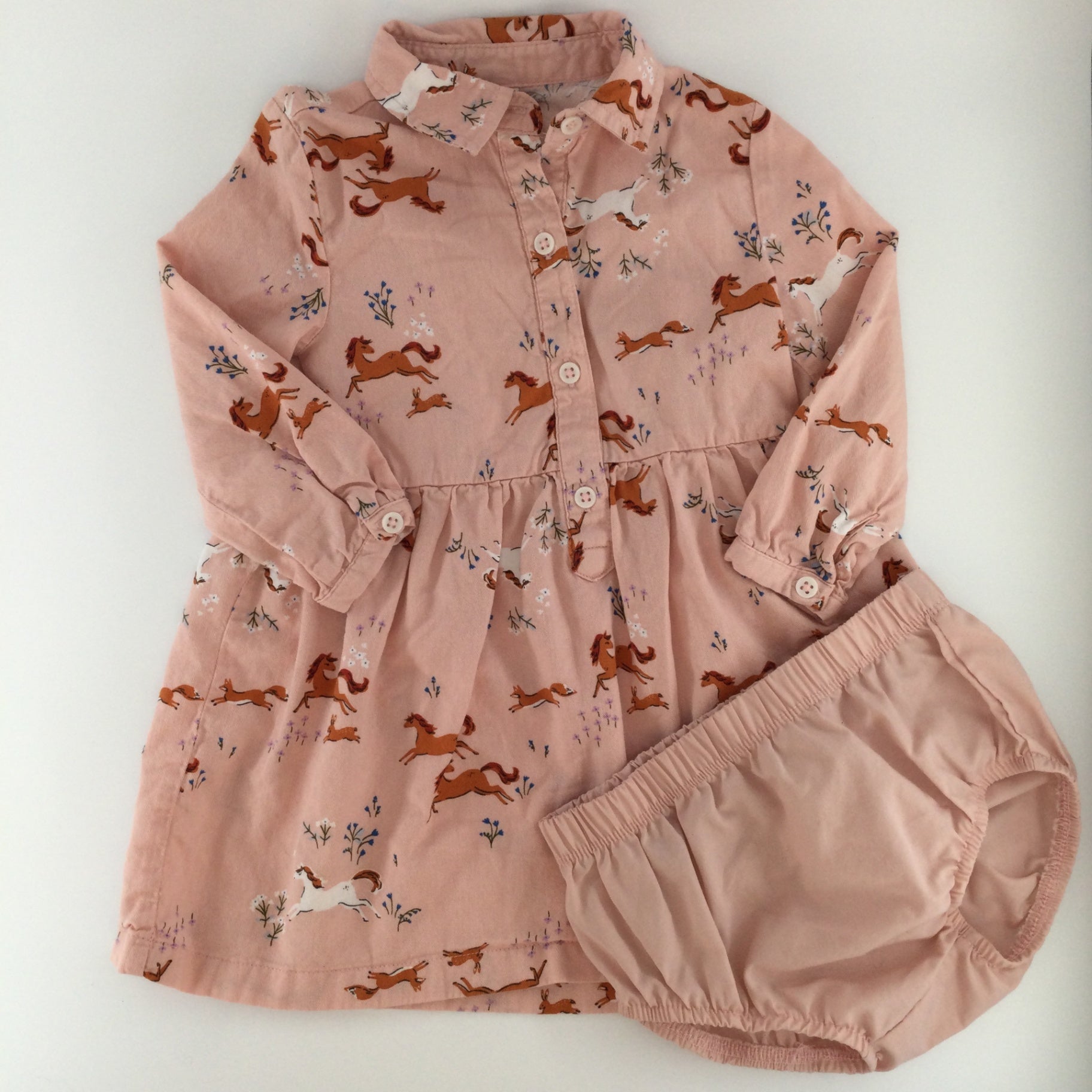 Carter's Baby Dress 12-18m Pink w/ Horses