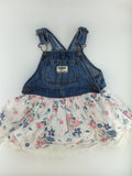 OshKosh B'gosh Baby Skirtall 12-18m Blue Denim w/ White Floral