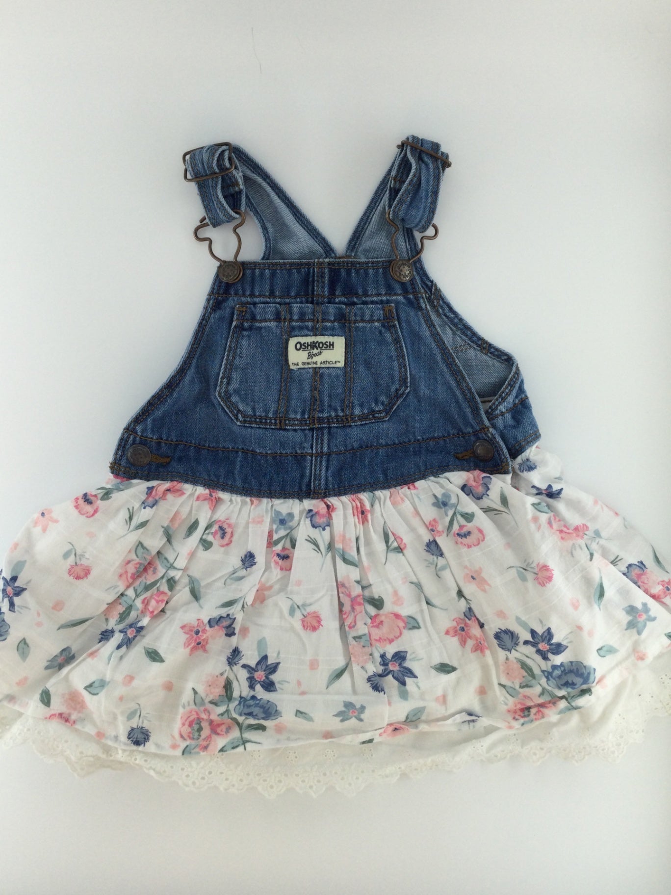 OshKosh B'gosh Baby Skirtall 12-18m Blue Denim w/ White Floral