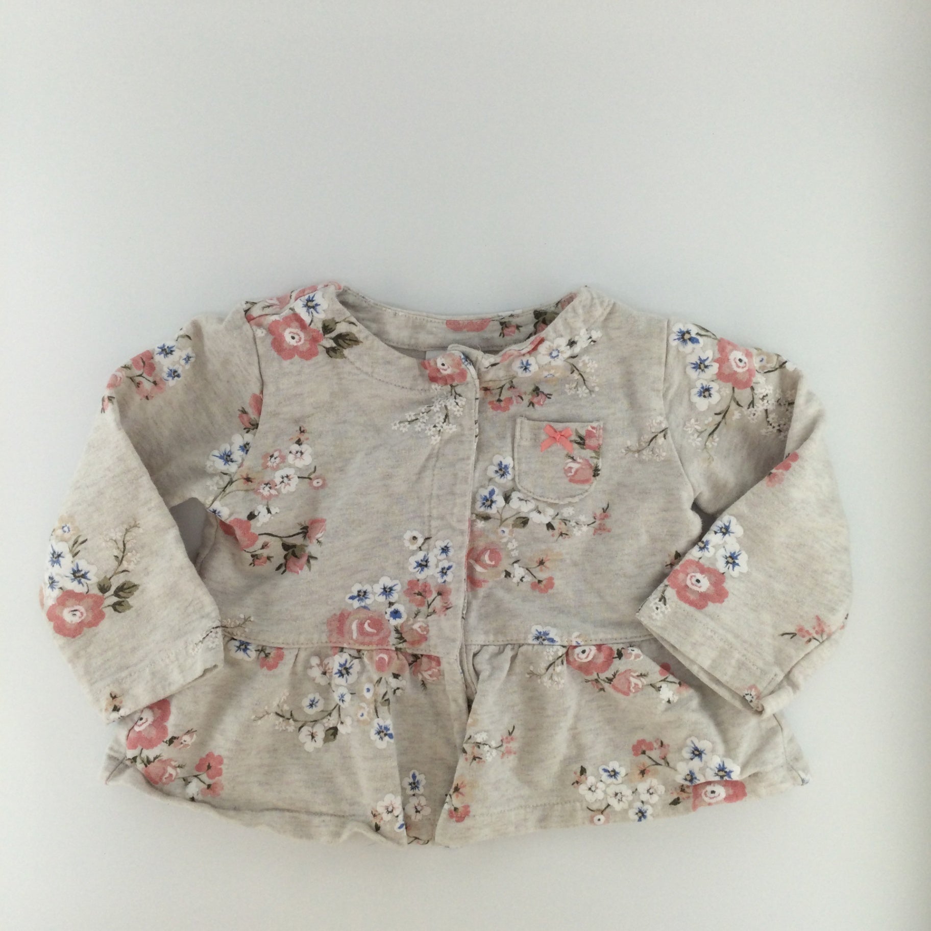 Carter's Baby Sweater 12-18m Oatmeal w/ Floral Print