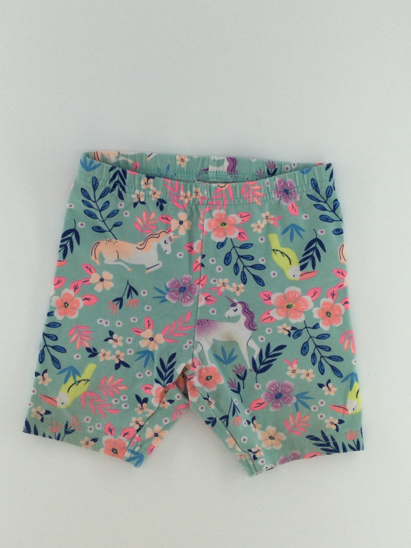 Carter's Baby Shorts 12-18m Aqua w/ Unicorn Print