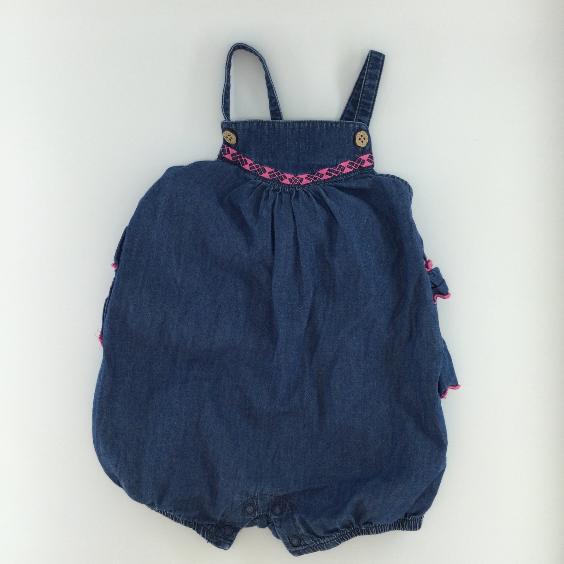 The Children’s Place Baby Romper 12-18m Dark Blue w/ Pink Accents