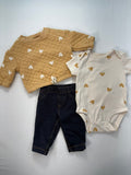 Carter's 3-Piece Set 0-3m Yellow Hearts