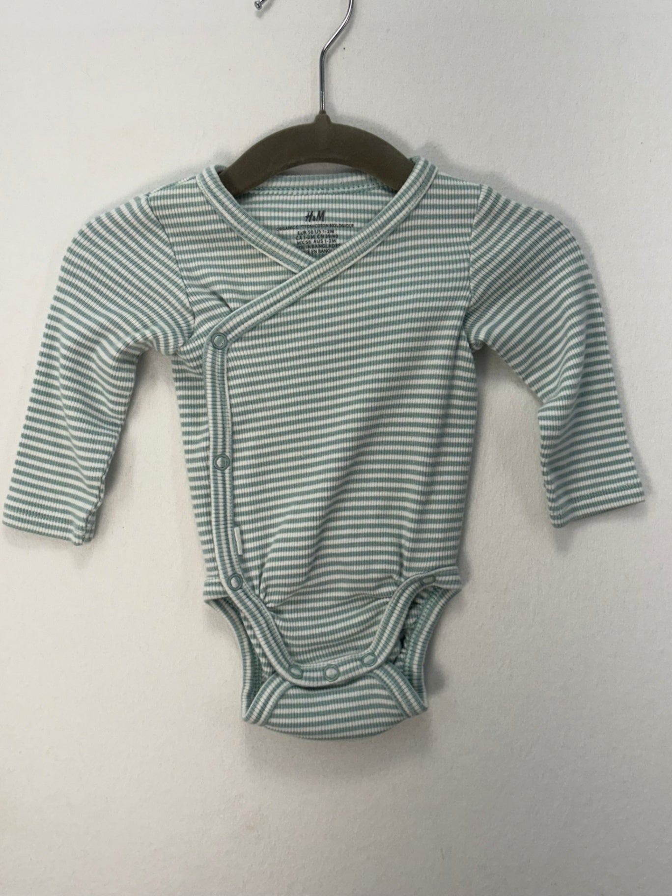 H&M Bodysuit Newborn Blue and White Stripes