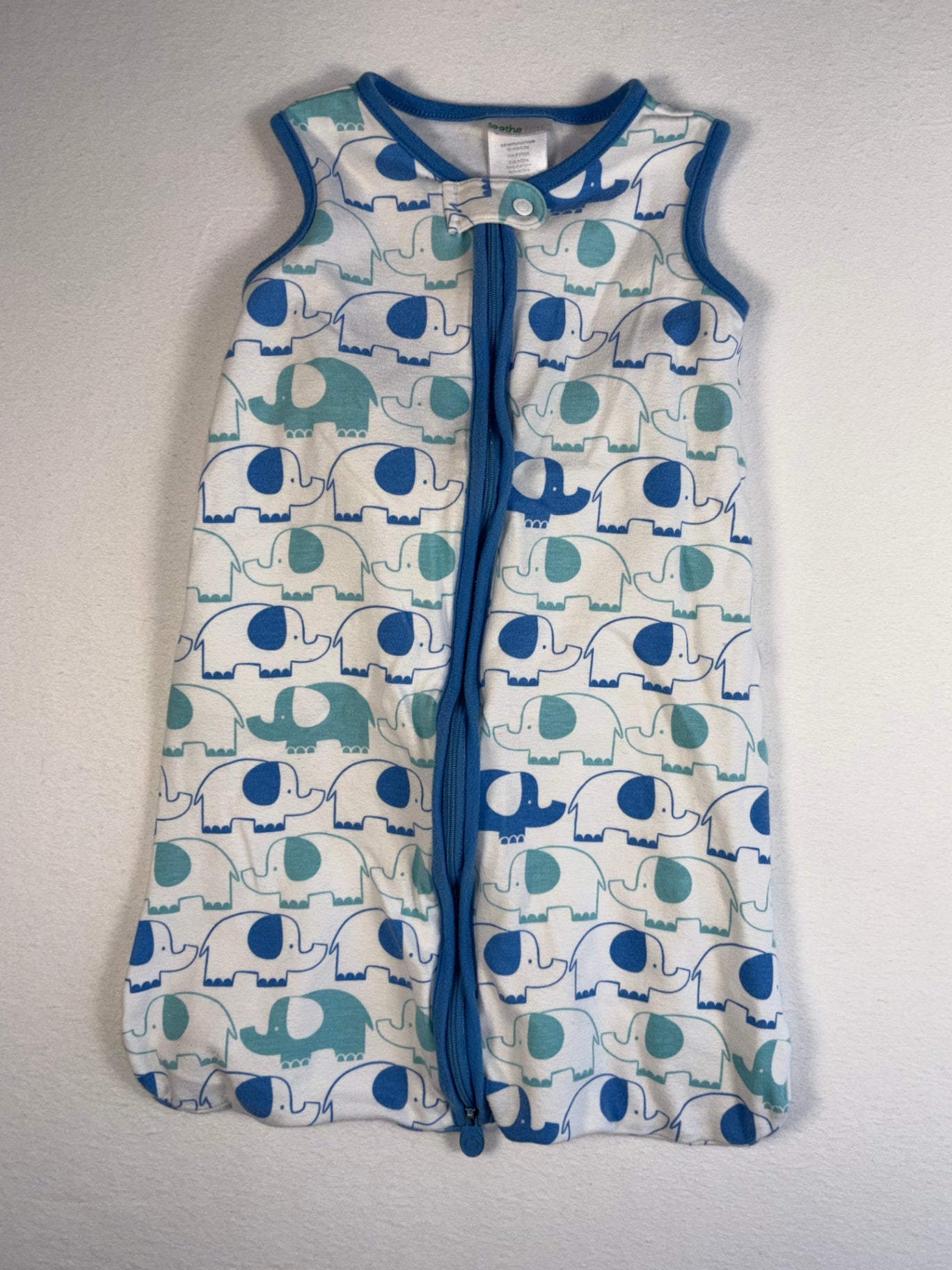 Soothe Time Sleep Sack 3-9m Blue Elephant Print