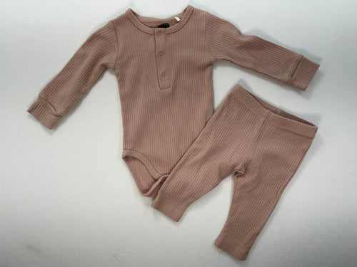 0-3m the littlest 2-Piece Set: Bodysuit and Pants - Dusty Rose Pink
