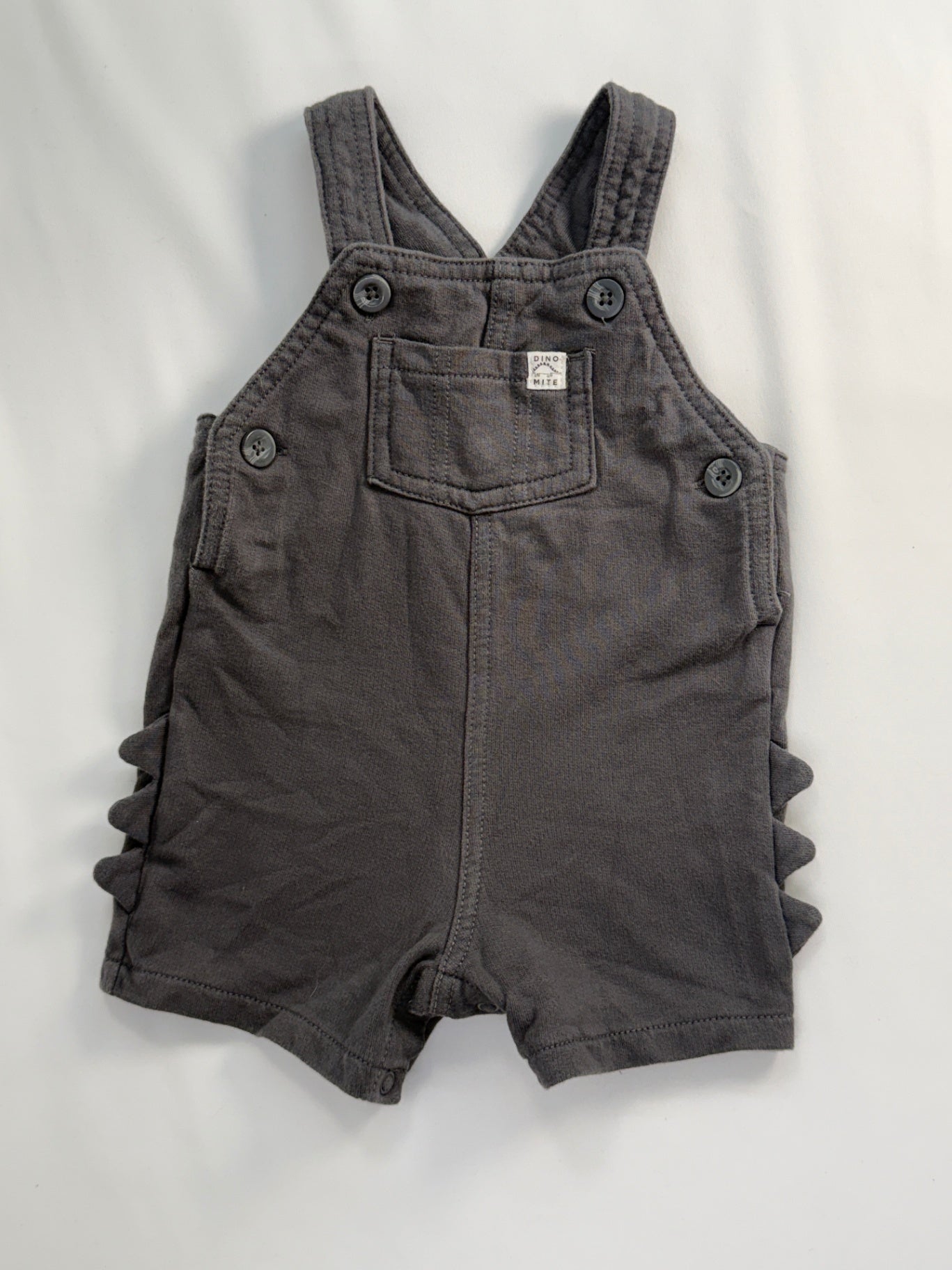 Dino Mite Overalls 3-6m Gray