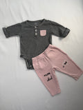 3-6m Carter's 2-Piece Set: Sweatsuit - Pink and Black