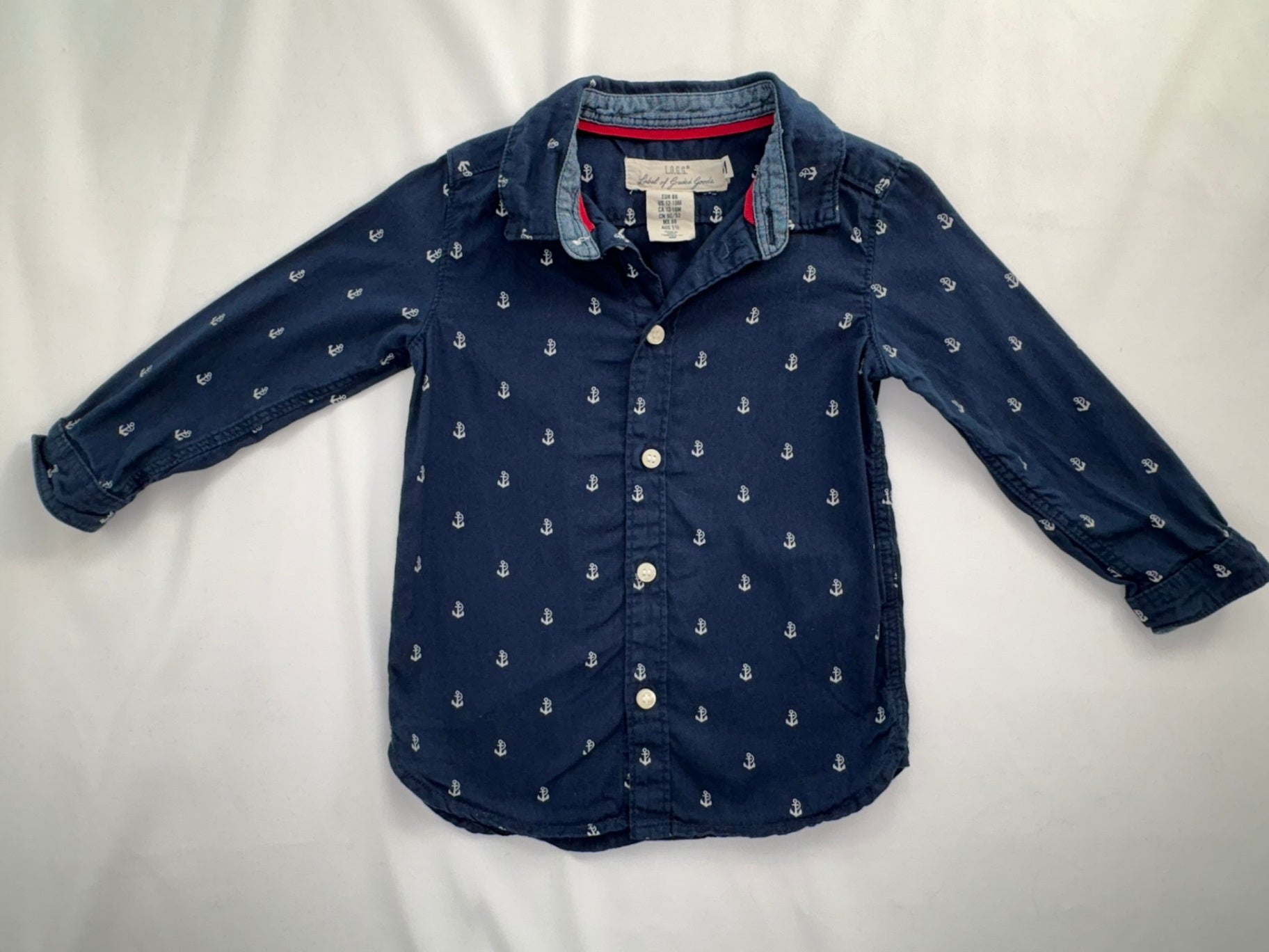 L.O.G.G. Shirt 12-18m Navy w/Anchors