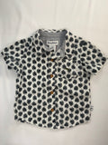 Tommy Bahama Dress Shirt 12-18m White w/Palm Leaves