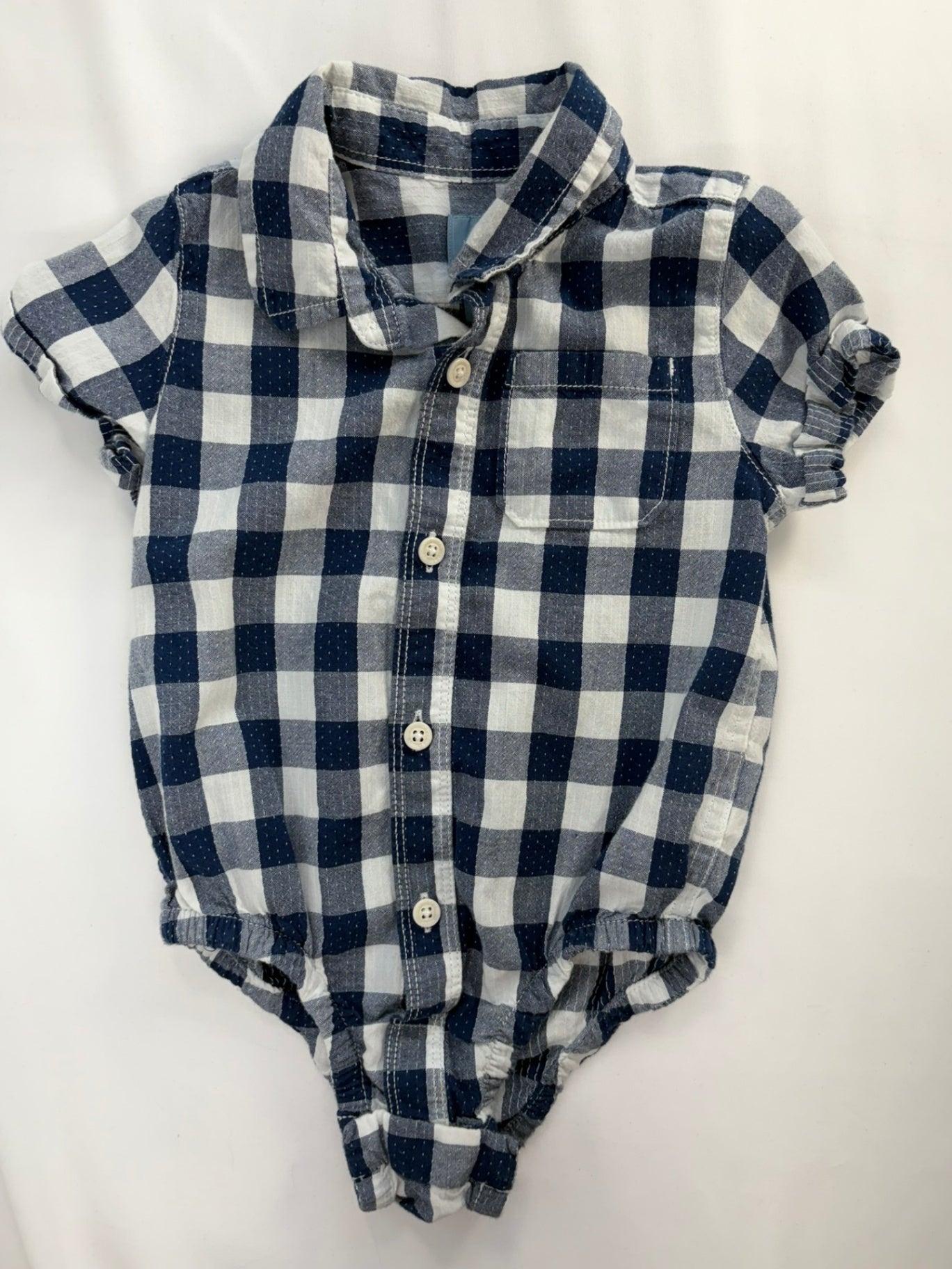 Baby GAP Bodysuit 18-24m Navy + White Plaid