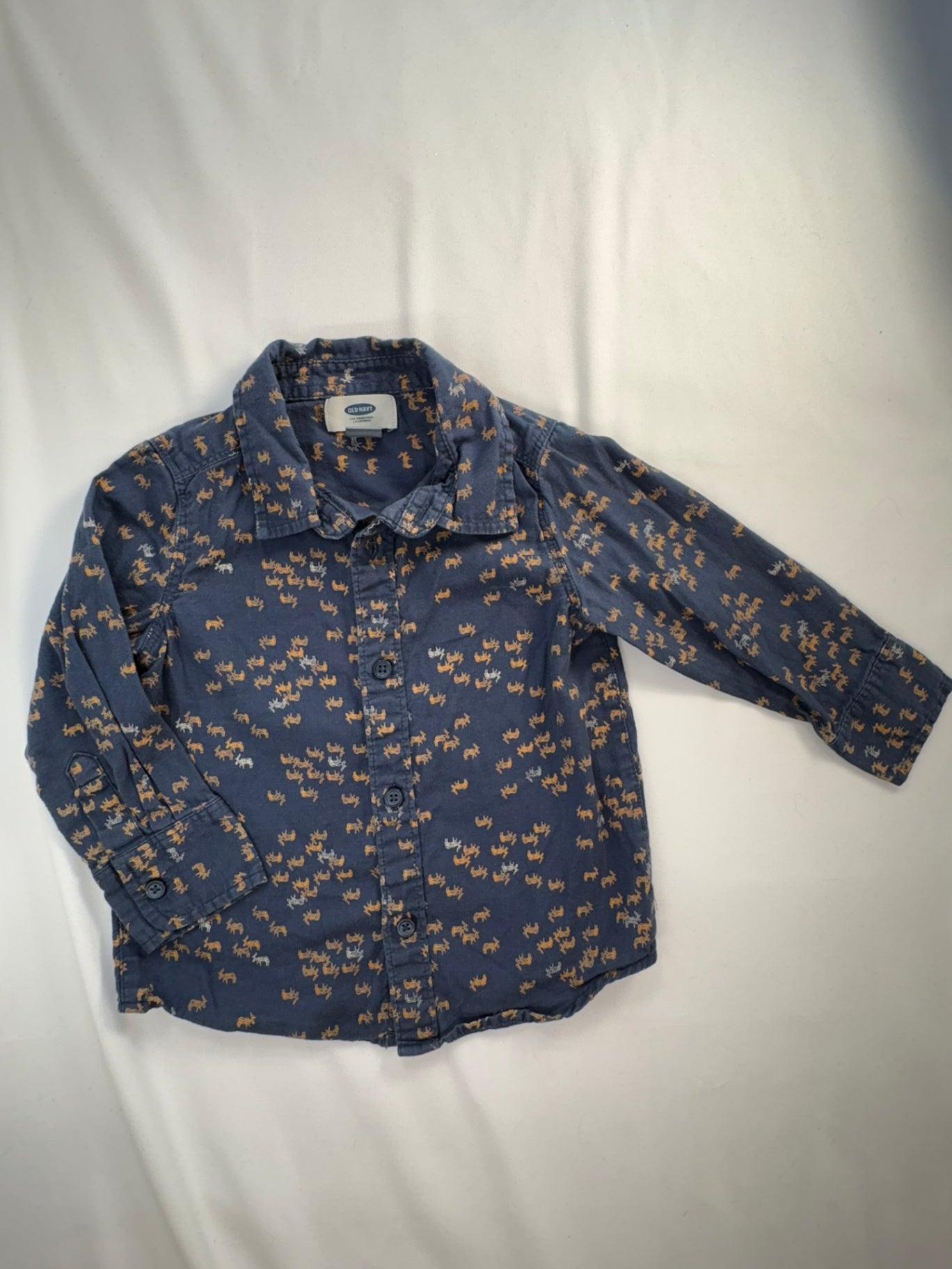 Old Navy Dress Shirt 2T Blue w/Moose