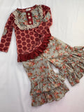 2T Persnickety 2-Piece Set: Shirt and Pants - Red Dots w/Floral