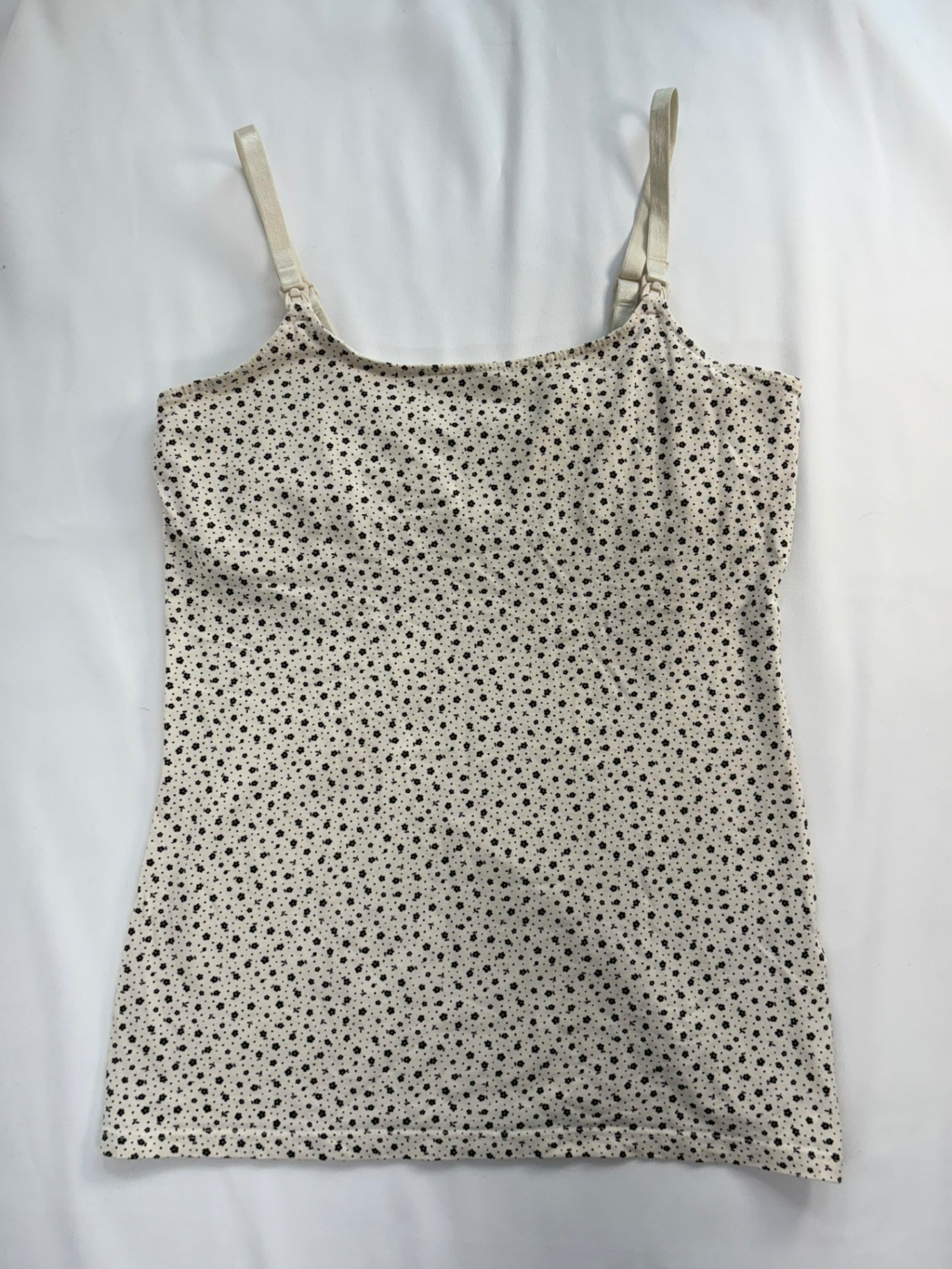 H&M Nursing Tank XS Beige with black polka dots